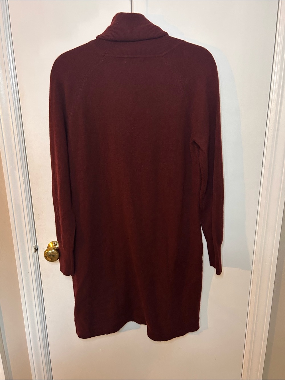 QUINCE BURGUNDY TURTLENECK SWEATER DRESS 100% MONGOLIAN CASHMERE SZ SM - Picture 6 of 6
